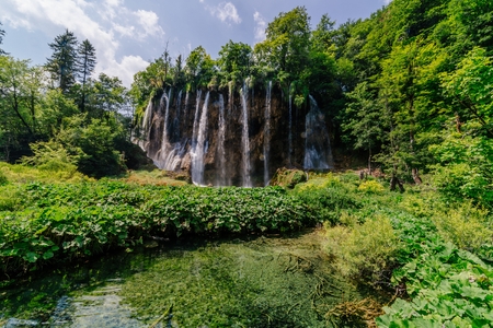 Beauty cascades and waterfall. Plitvice Lakes, Croatiaの写真素材