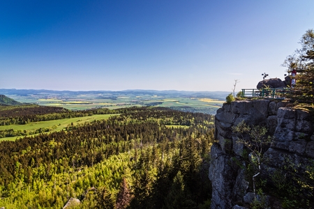 Beautiful view on Szczeliniec Wielki mountain. Sudety mountains in Polandの写真素材