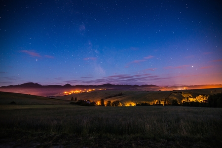Beautiful starry night in Polish Tatra mountains. Grywald, Polandの写真素材