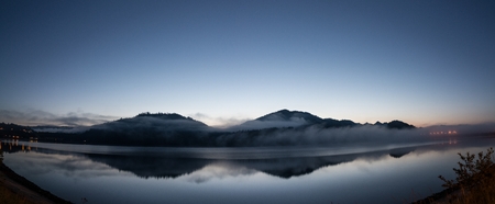 Beautiful Czorsztyn Lake at dawn. Niedzica, Polandの写真素材