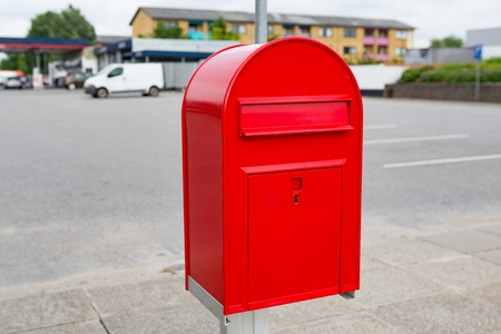 Red classic metal post letter boxの写真素材