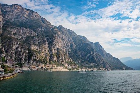Town Limone sul Garda in the province of Brescia, in Lombardy (northern Italy). View from lake Gardaのeditorial素材