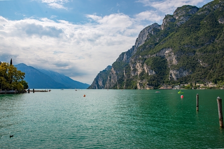 Beauty view on Garda Lake from Riva del Garda, Italyのeditorial素材