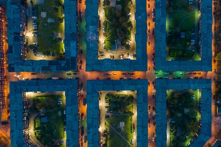 Drone view on Nikiszowiec coal miners' settlement and district in Katowice. Katowice, Silesia, Polandのeditorial素材