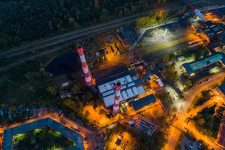 Aerial drone view on black coal mine in Katowice. Katowice, Silesia, Polandのeditorial素材