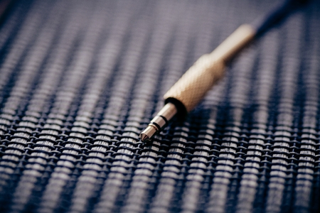 3.5 mm gold plated music jack connector and wireの写真素材