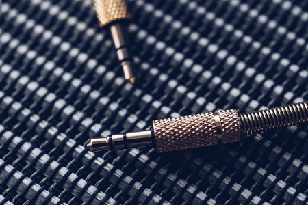 Audio 3.5 mm gold plated music jack connector and wire