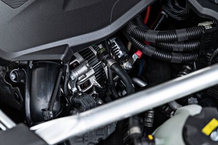 Car engine and alternator. Modern car electric partsの写真素材