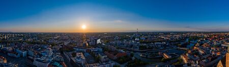 Aerial drone view on Wroclaw city centre and Oder river.の写真素材