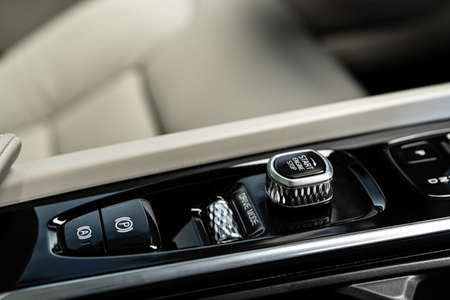 Luxury car control panel with start stop engine switch. Modern carの写真素材