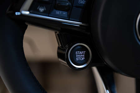 Sports car start and stop engine push buttonの写真素材