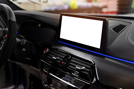 Empty car monitor with copy space. Car entertainmentの写真素材