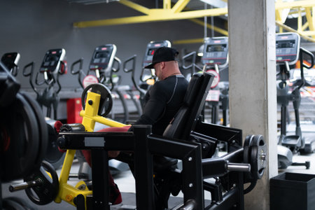 Healthy, fit man working out in gym.の写真素材
