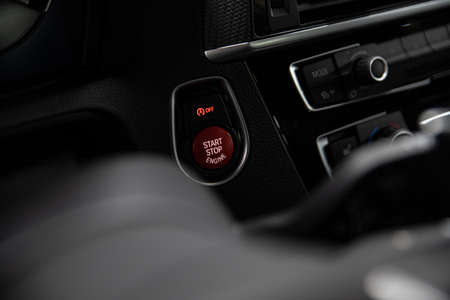 Start and stop push button. Car interiorの写真素材