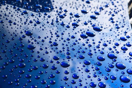 Water drops on car body. Hydrophobic effectの写真素材