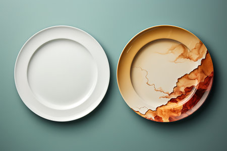 Set of empty plates flat layの写真素材