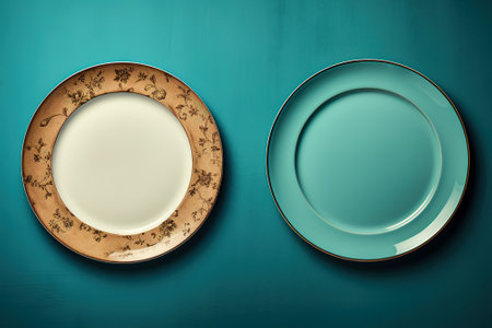 Set of empty plates flat layの写真素材