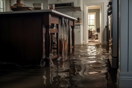 Flooded apartment due to a leak from a burst pipe or after a floodの写真素材
