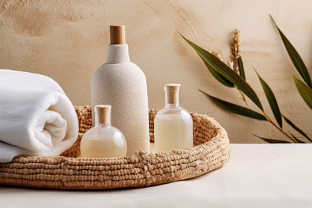 Unbranded cosmetics in a spa compositionの写真素材