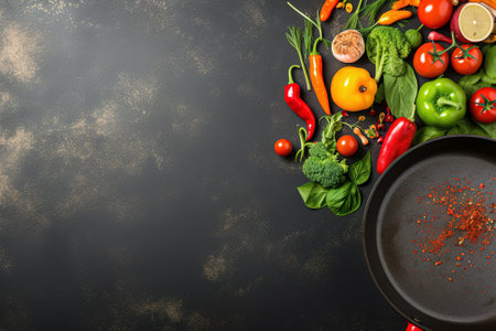Fresh vegetables during meal preparation in a frying pan