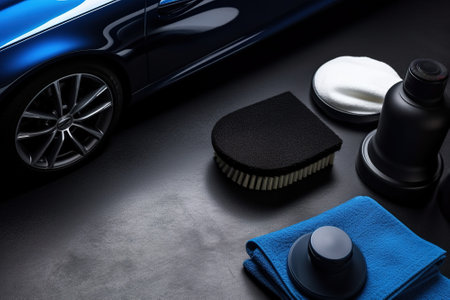Accessories, cosmetics, and tools used for car detailing and washing and caring for a carの写真素材