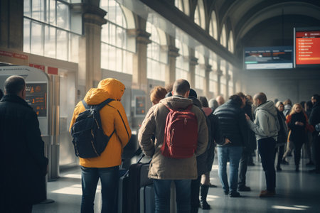 People waiting for their flight.の写真素材
