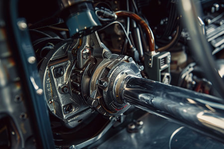 Close-up of the engine of a modern car. Selective focus.の素材