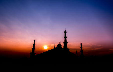 the mosque on silhouetteの写真素材