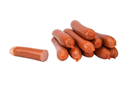 Hot Dog sausages on a white backgroundの写真素材