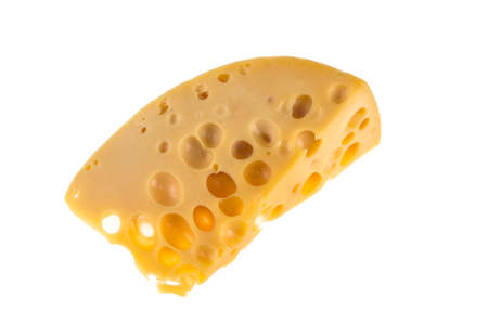 cheese maasdam on white backgroundの写真素材