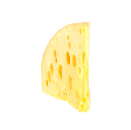 cheese maasdam on white backgroundの写真素材