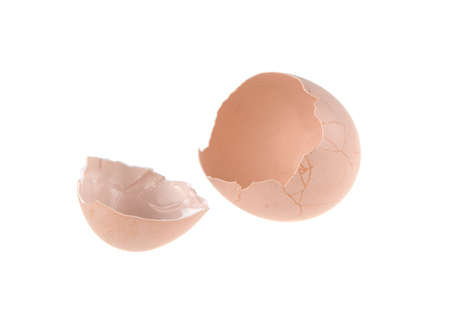 broken egg, shell on isolated white background