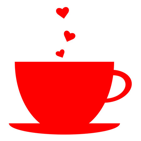 red cup of coffee with heartsのイラスト素材