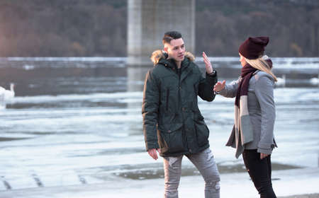 Young couple having relationship difficultiesの写真素材