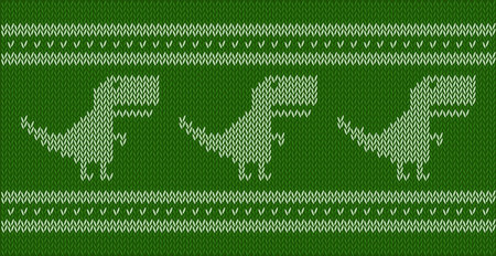 Knitted jacquard pattern dinosaur tyrannosaurのイラスト素材