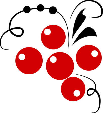 Ukrainian style poster based on Ukrainian folk embroidery in red and black on a white background. Petrykivka.のイラスト素材