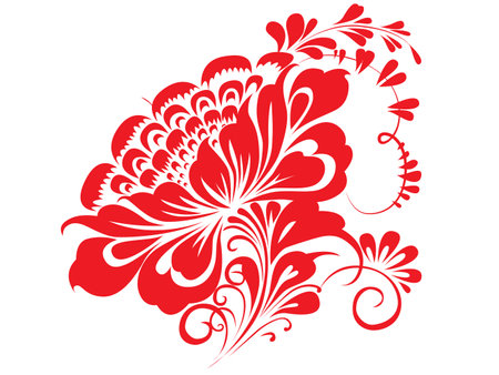Ukraine traditional brush paint folk flowers for card, header, invitation, poster, social media, vector posterのイラスト素材