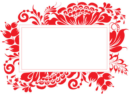 Ukraine traditional brush paint folk flowers for card, header, invitation, poster, social media, vector posterのイラスト素材