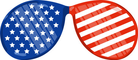 4th of July, USA Independence Day. Vector holiday frame isolated on white background. Paper stars in USA flag colors. Material design for greeting card, flyer, banner, poster.のイラスト素材