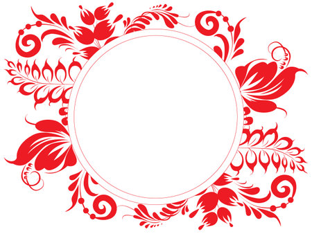 Ukraine traditional brush paint folk flowers for card, header, invitation, poster, social media, vector posterのイラスト素材