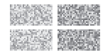 Monochrome pixelated censor bars in rectangle shapes. Ideal for covering sensitive content in graphic design, social media posts, and editorial layouts.のイラスト素材