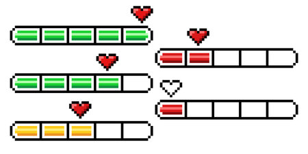 Pixel art 8-bit loading bar concept. Loading or Installing process.のイラスト素材
