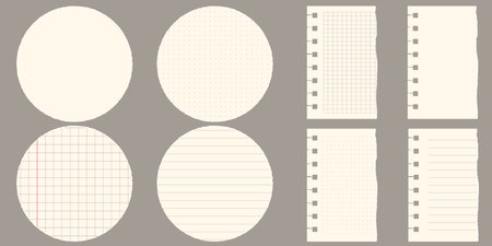Paper scraps. Torn pieces of paper, with torn edges for notes, realistic torn pieces of blank note pages. Vector illustration isolatedのイラスト素材