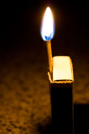 Close up of a burning match