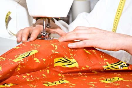 Hand sewing on a machine