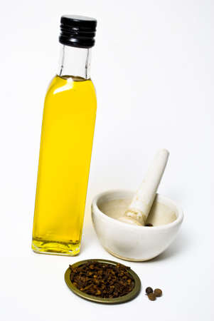 olive oil and spiceの写真素材