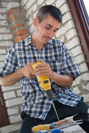 Professional man with tools.の写真素材