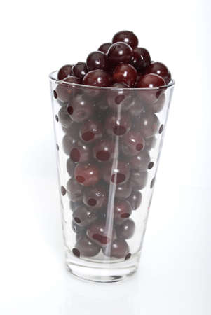  cherry in glass on white backgroundの写真素材