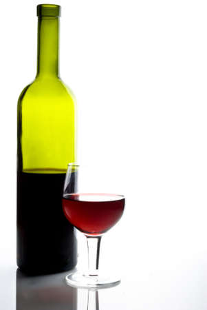 red wine glass and bottleの写真素材