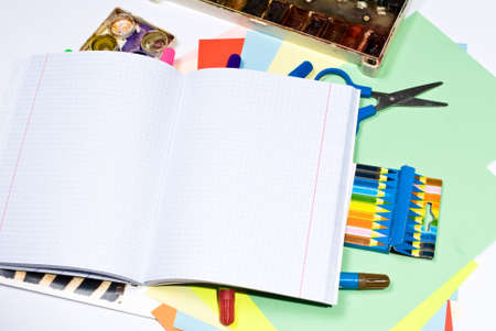 Close up view of the school tools